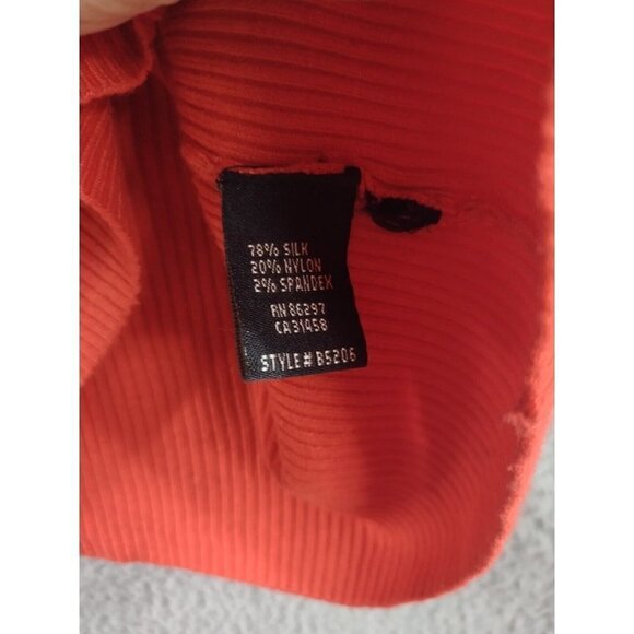 BCBGMaxazria Sweater Silk Blend Large Red Cropped Ribbed Long Sleeve - Picture 5 of 9